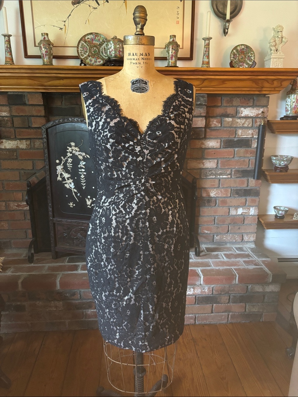 Eliza J Black Lace Midi Sheath Dress